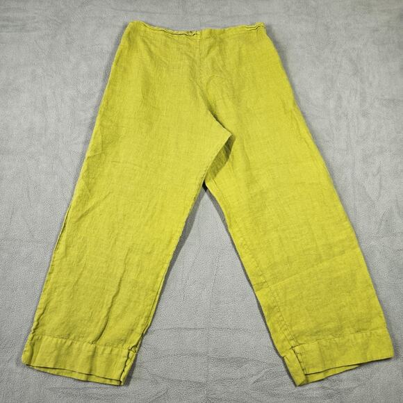 Bryn Walker Pants Women XS Green Linen Cropped Pull On Breathable Minimalist - Picture 1 of 13
